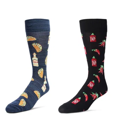 Memoi Men's Food Rayon From Bamboo Crew 2 Pair Pack Socks In Tacos