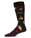 Memoi Men's Happy Birthday Rayon From Bamboo Novelty Crew Socks In Black