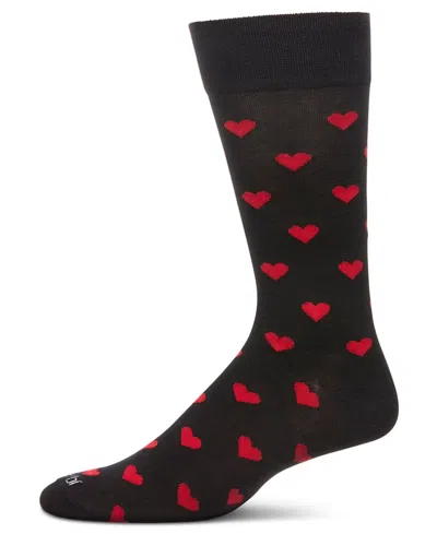 Memoi Men's Hearts Crew Socks In Black