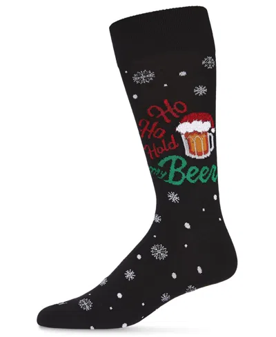 Memoi Men's Hold My Beer Holiday Crew Socks In Black