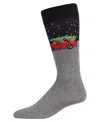 Memoi Men's Holiday Pup Pick Up Crew Socks In Gray