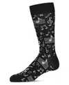 Memoi Men's Musical Novelty Crew Socks In Black