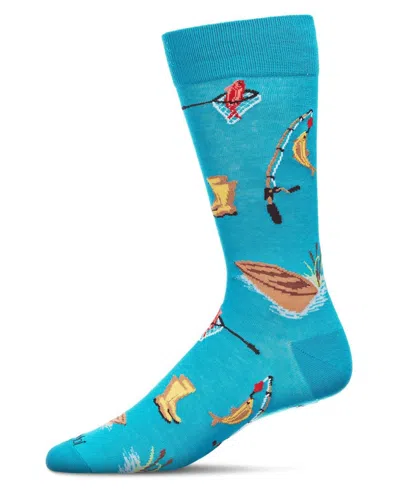 Memoi Men's Paradise Novelty Crew Socks In Fishing Time