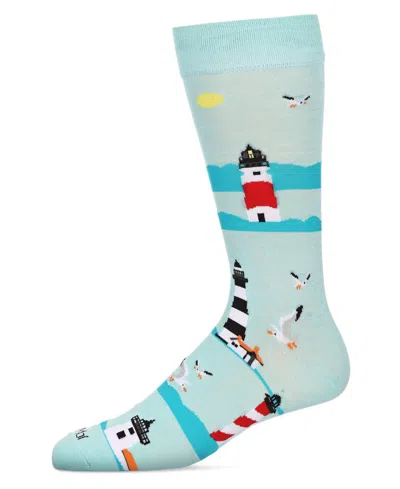 Memoi Men's Paradise Novelty Crew Socks In White