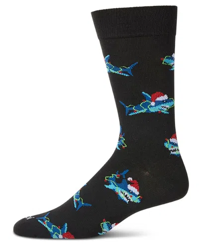 Memoi Men's Santa Shark Crew Socks In Multi