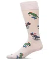 Memoi Men's Skiing And Skating Dinosaurs Novelty Crew Socks In Pink