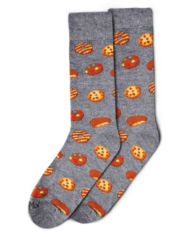 Memoi Men's Tasty Cookies Novelty Crew Socks In Med Gray Heather