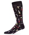 Memoi Men's Tool Bench Rayon From Bamboo Novelty Crew Socks In Black