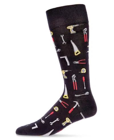 Memoi Men's Tool Bench Rayon From Bamboo Novelty Crew Socks In Black