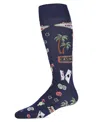 Memoi Men's Viva Las Vegas Rayon From Bamboo Novelty Crew Socks In Navy
