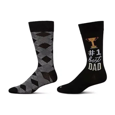 Memoi Mens 2 Pair Crew Socks In Black