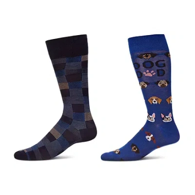 Memoi Mens 2 Pair Crew Socks In Multi