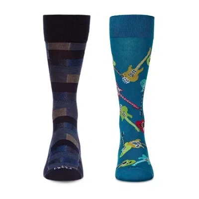Memoi Mens 2 Pair Crew Socks In Blue
