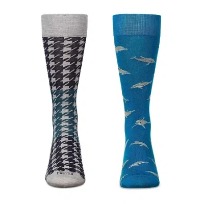Memoi Mens 2 Pair Crew Socks In Blue