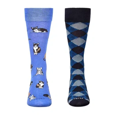 Memoi Mens 2 Pair Crew Socks In Blue