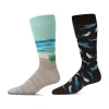 Memoi Mens 2 Pair Crew Socks In Multi
