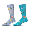 Memoi Mens 2 Pair Crew Socks In Multi