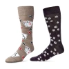 Memoi Mens 2 Pair Crew Socks In Multi