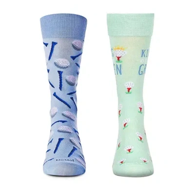 Memoi Mens 2 Pair Crew Socks In Multi