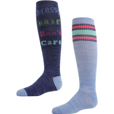 Memoi Kids'  Messy Hair Don't Care Knee High Socks 2-pack In Multi