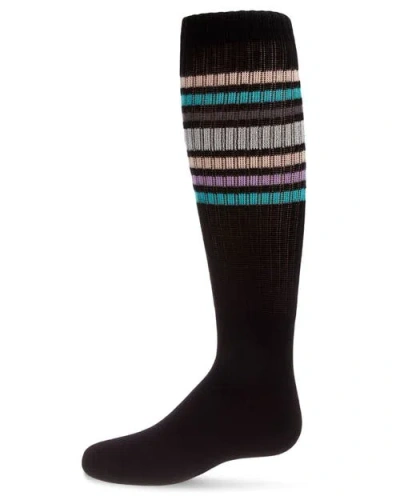 Memoi Kids'  Metallic Sport Stripe Knee-high Socks In Blue