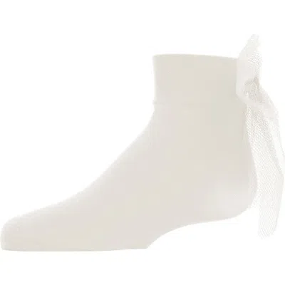 Memoi Kids'  Microfiber Tulle Bow Anklet Socks In Gold