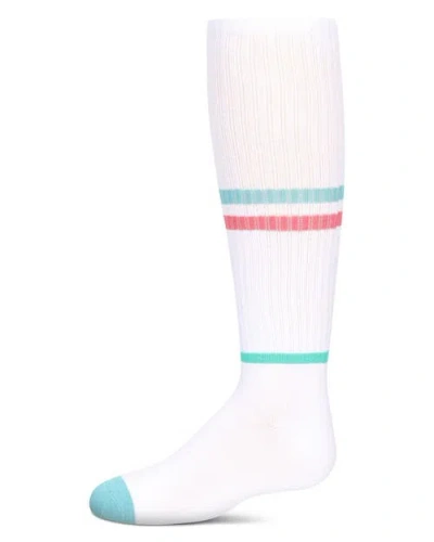 Memoi Kids'  Multi Colored Stripe Knee High Socks In White