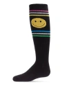 Memoi Multi Stripe Smiley Knee High Sock In Pattern