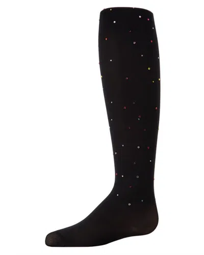Memoi Kids'  Multicolor Gemstone Opaque Nylon Tights In Black