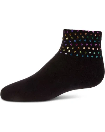 Memoi Kids'  Multicolor Sequin Anklet Sock In Black