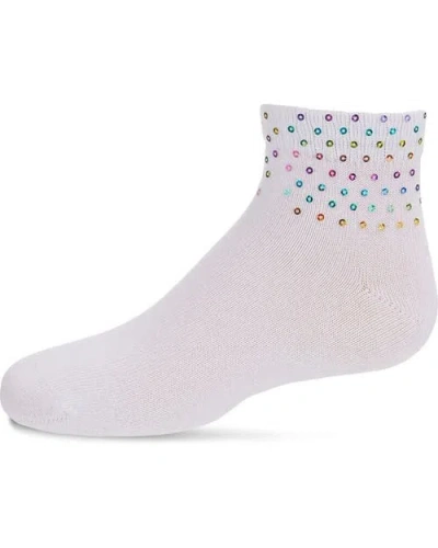 Memoi Kids'  Multicolor Sequin Anklet Sock In White