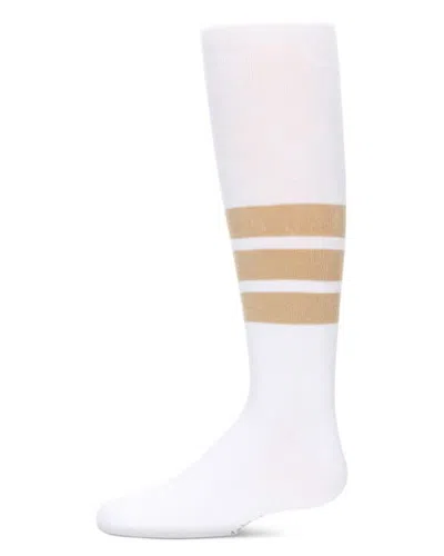 Memoi Kids'  Multi-stripe Tights In White-tan