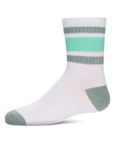 Memoi Kids'  Neon Stripe Crew Sock In White