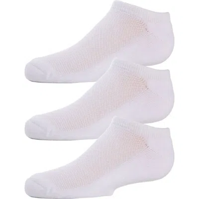 Memoi Kids'  No Show Sport Ankle Socks 3 Pack In White