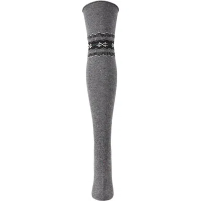 Memoi Nordic Sparks Over The Knee Socks In Gray