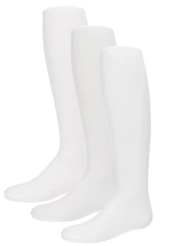 Memoi Kids'  Opaque Basic Non-binding Tights 3 Pack In White