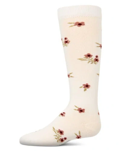 Memoi Kids'  Opaque Stretch Blissful Bloom Knee High Sock In Neutral
