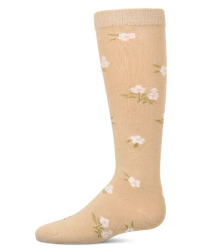 Memoi Kids'  Opaque Stretch Blissful Bloom Knee High Sock In Pink
