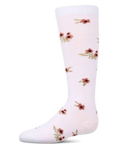 Memoi Kids'  Opaque Stretch Blissful Bloom Knee High Sock In Red