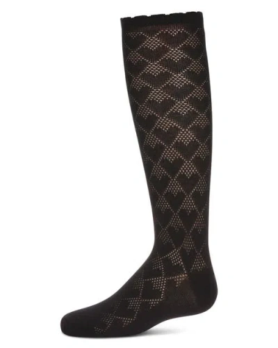 Memoi Kids'  Open Work Heart Knee High Socks In Neutral