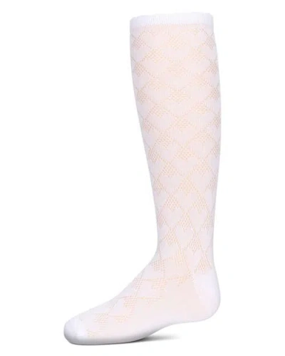 Memoi Kids'  Open Work Heart Knee High Socks In White