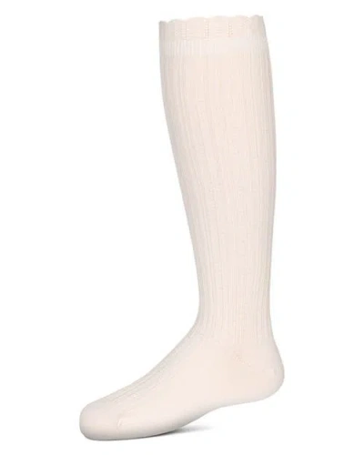 Memoi Kids'  Open Work Heart Knee High Socks In White