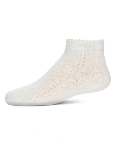 Memoi Babies'  Open-work Lettuce-edge Ankle Sock In White