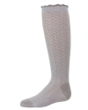 Memoi Kids'  Open Work Shimmer Knee High Socks In Gray