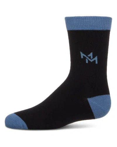 Memoi Kids'  Overlapped-m Fine-gauge Crew Sock In Black