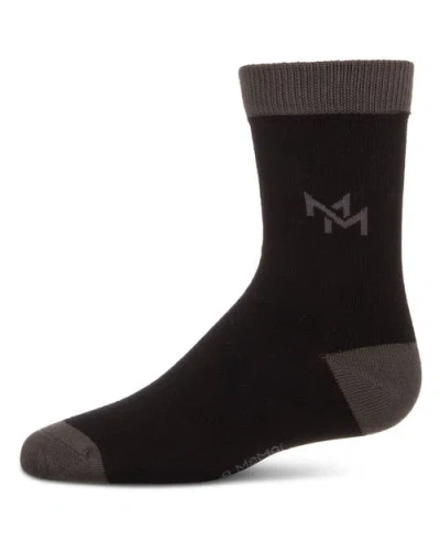 Memoi Kids'  Overlapped-m Fine-gauge Crew Sock In Black