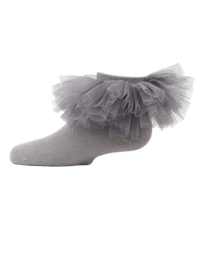 Memoi Babies'  Oversized Tutu Ballerina Anklet Socks In Gray