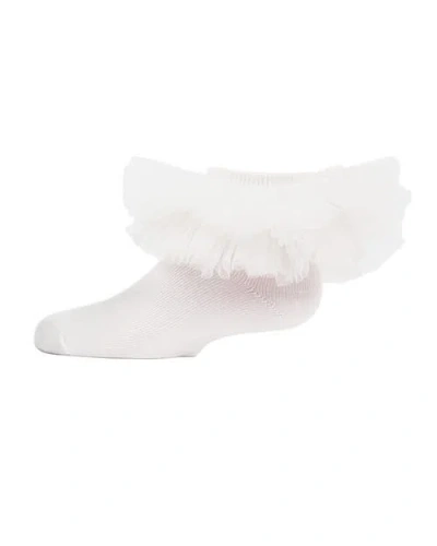 Memoi Babies'  Oversized Tutu Ballerina Anklet Socks In White