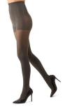 Memoi Perfectly Opaque Control Top Tights In Gray