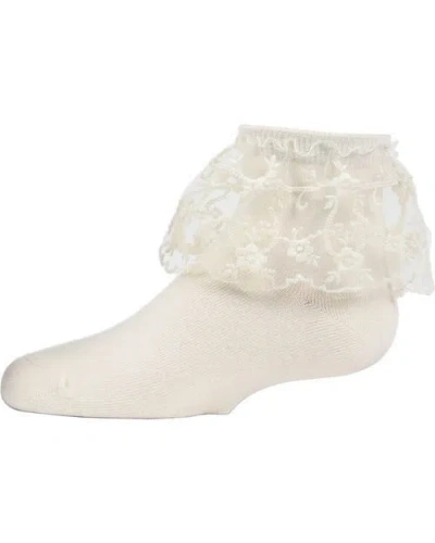 Memoi Babies'  Petite Floral Lace Anklet Socks In Neutral